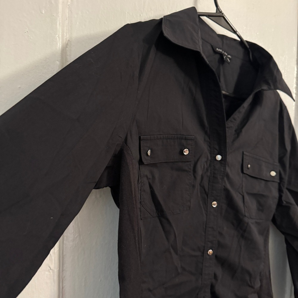 Chic Black M Shirt Cotton Elevated Basic Minimali… - image 7